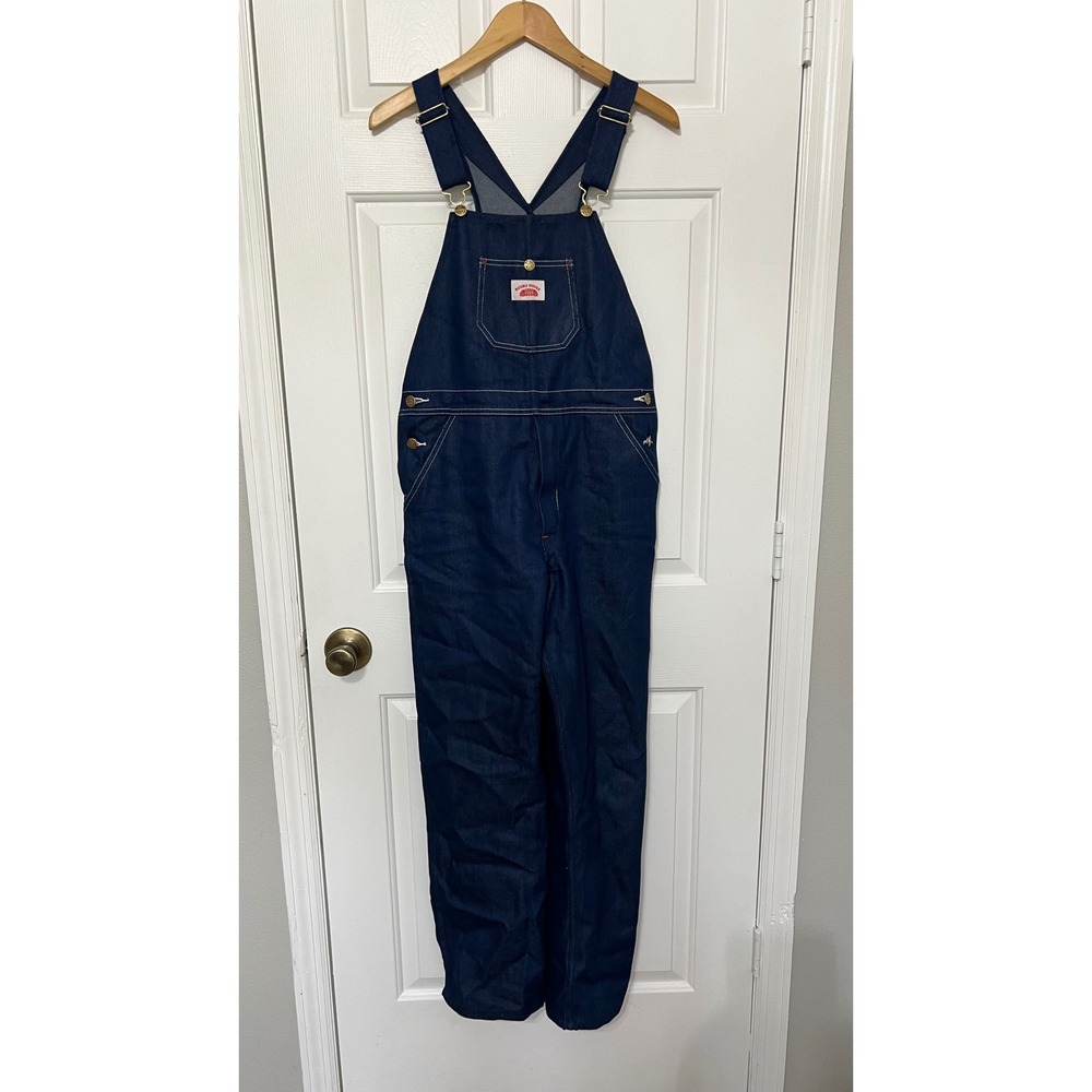 Round House Lot 9 Kids Denim Bib Overalls Dark Wash Blue Size 18 Workwear
